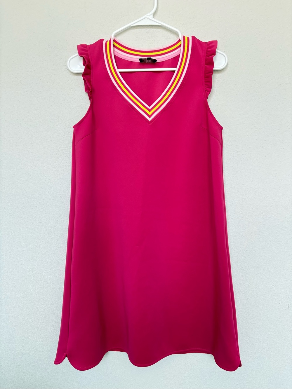 SSYS The Label Scuba Active Mini Dress Small Ruffle Cap Sleeve Varsity Stripe